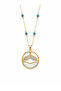 Turquoise Beaded Gold Necklace with Movable Whale Tail Figure - 3