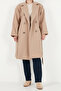 Double-Breasted Collar Buttoned Belted Cashmere Coat Women's Cashmere Coat 611Kbn48 - 4