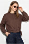 Women's Bitter Coffee Crew Neck Buttoned Side Tie Detailed Lined Short Trench Coat 2818 60286459
