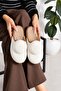 Women's White Pompom Detailed Winter, Comfortable Home Slippers - 2