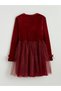 Two Mt Shop Quality Lcw Kids Burgundy Oval Collar Velvet Girls Tutu Dress - 3
