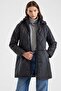 Removable Hooded Plus Size Quilted Coat Black 6906