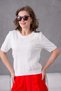Women's Floral Appliqué Crew Neck Short Sleeve Knitwear Blouse - 2
