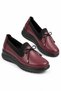 Wave bow stretch genuine leather orthopedic women's shoes - burgundy leather - 2