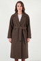 Tied Double-Breasted Collared Long Coat Women's Coat 6810428 - 5