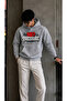 Men's Street Style No Pressure Checkered Detailed Typography Graphic Printed Hooded Men's Sweatshirt