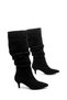 Women's Black Suede Bellowed Pino Heel Above the Knee Boots Un001-0904 - 2