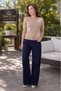 Women's Floral Appliqué Crew Neck Short Sleeve Knitwear Blouse - 2