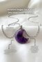 Red Agate, Amethyst, Pink Quartz Natural Stone Pendant Giant Crescent Design Necklace