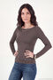 Kayık Yaka Basic Long Sleeve Blouse Women's Bluz 5867061 - 4