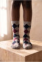 Children's gray plaid studded cotton socks - 2