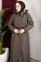 Removable Hooded Welsoft Lined Long Women's Coat - Khaki - 3