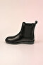 Women's Black Genuine Leather Elastic Chelsea Boots - 6