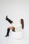 Women's Black Suede Bellowed Pino Heel Above the Knee Boots Un001-0904 - 5