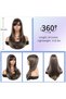 Brown Highlights Yaki Wig, Center Part, Long Straight Layered, Heat Resistant - 3