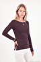 Cotton Boat Neck Side Gathered Knitted Blouse Women's Blouse 5867059 - 6