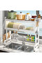 Over Sink Dish Drying Rack 85cm Large Capacity Kitchen Drainer Organizer with Dustproof Cover ish Storage, Utensil Holder, Knife Holder & Multi-Purpose Storage White - 2