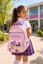 Kidsbag Girls' 3-Piece School Bag Set Purple Pink Patterned Backpack Lunch Pencil Case Set
