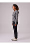 Women's Gray V-Neck Hooded Sweatshirt with Stitching Detail and Piece-Dye Washed Effect, 100% Cotton - 6