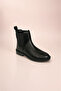 Women's Black Genuine Leather Elastic Chelsea Boots - 5