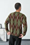 Men's Diamond Patterned Oversized Fuzzy Sweater - 4
