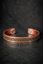 Leopard Patterned Leather Detailed Double Magnet Pure Copper Men's Bracelet Adjustable Cuff - 3