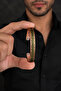 Leopard Patterned Leather Detailed Double Magnet Pure Copper Men's Bracelet Adjustable Cuff - 4