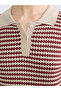 Nevavm Women's Polo Collar Patterned Knitwear Sweater with a Difference - 3