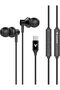 LEW61 Type-C Stereo Wired Earphones, In-Ear Headphones with Microphone, 1.2m Tangle-Free Cable, Clear Sound, Black