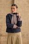 Women's Navy Blue Plaid Snap-On Jacket with Hat - 3