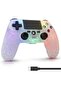 وحدة تحكم لجهاز PS4، مع إضاءة RGB، بطارية 1000 مللي أمبير، اهتزاز مزدوج، تحكم حركي سداسي المحاور