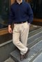 Arco Premium Textured Knitwear Buttoned Polo Collar Long Sleeve Navy Blue Men's Sweater - 2
