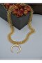 Fish bone chain and crescent necklace - gold color - - 3