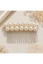 Women's Two-Row Pearl Silver Color Comb Clasp 8.5 cm – Hair Accessory for Buns and Evening Dresses - 2
