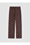 Ozmarka New Season Brown Crew Neck Printed Women's Pajama Set - 4