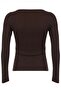 Lace Bow Brown Long Sleeve Blouse - 2