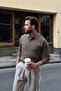 Arco Premium Textured Knitwear Buttoned Polo Collar Long Sleeve Mink Men's Sweater