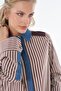 Denim Garnished Cotton Blouse Brown - 6
