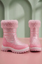Girls' Rain Boots, Fleece Lined, Zippered, Non-Slip Sole - 3