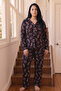 Black Patterned Thermal Fabric Ultra Soft Plus Size Oversized Buttoned Knitted Pajama Set - 2