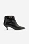 Juxon Black Patterned Buckle Women's Short Heeled Boots - 8