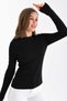 Women's Crew Neck Ribbed Long Sleeve Knit Sweater - 2