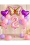 Party 2 Year Old Birthday Decoration Set |   Butterfly Themed |   Purple Heart |   Pastel Pink Lilac Balloon |   2 Types of Foil