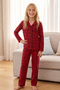 Red Plaid Patterned Thermal Fabric Ultra Soft Soft Buttoned Knitted Pajamas Set - 4