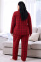 Red Plaid Patterned Thermal Fabric Ultra Soft Soft Plus Size King Size Buttoned Knitted Pajama Set - 3