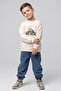 Boys' Printed Sweatshirt and Soft Denim Pants Set with Elastic Cuffs - Comfortable Fit