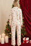 Cream Patterned Thermal Fabric Ultra Soft Buttoned Knitted Pajama Set - 3