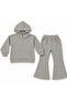 Girl's Waffle Honeycomb Textured Hooded Spanish Flared Sweatpants Set - 2