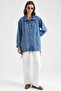 Oversized Jacket with Gathered Skirt and Lace Detail Blue 8288 - 2