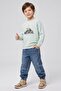 Boys' Printed Sweatshirt and Soft Denim Pants Set with Elastic Cuffs - Comfortable Fit